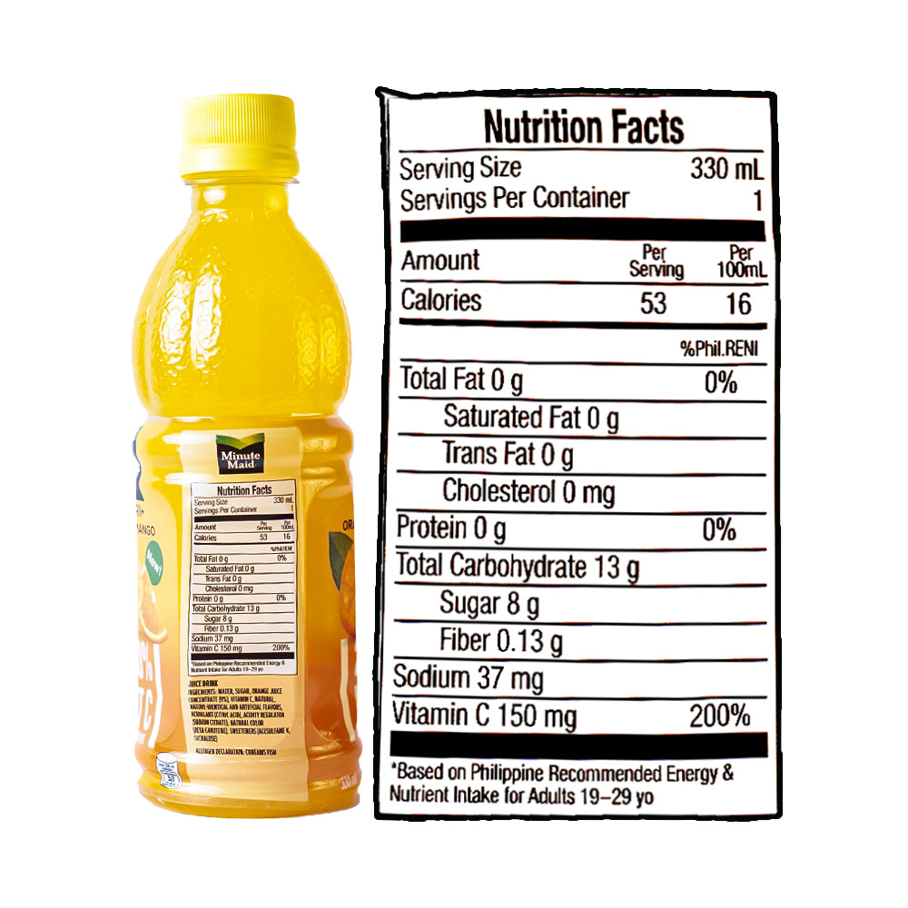 Minute Maid Pulp Free Orange Juice Nutrition Facts Nutrition Facts
