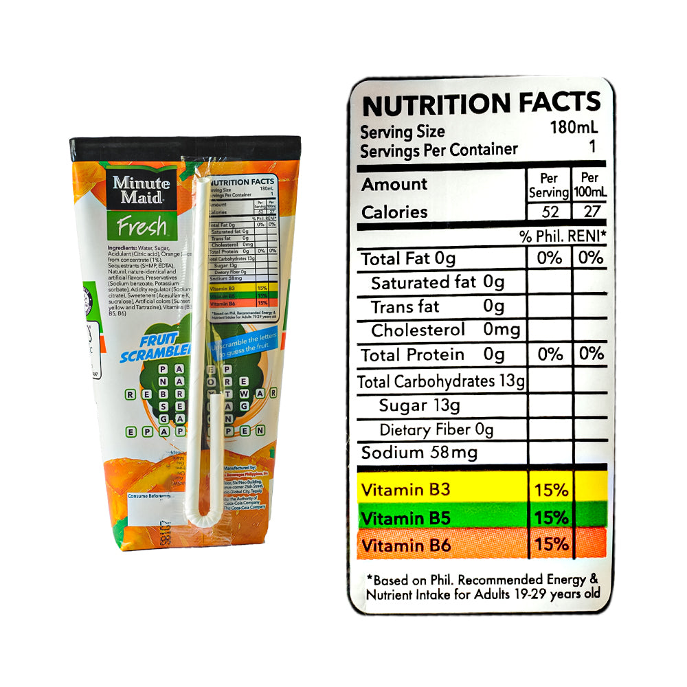 Minute Maid Orange Juice Facts Minute Maid Orange Juice Nutrition