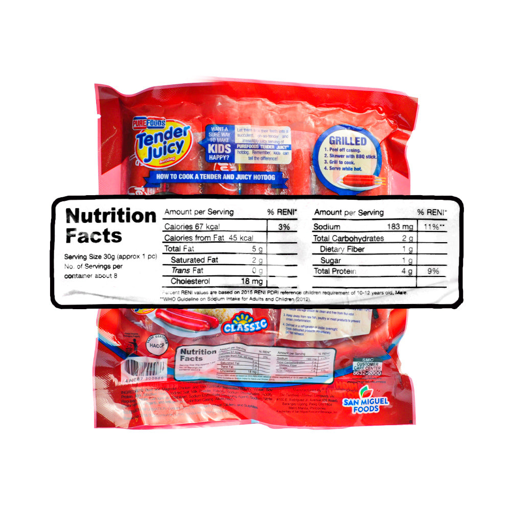 Purefoods Tender Juicy Hotdog Regular 230g