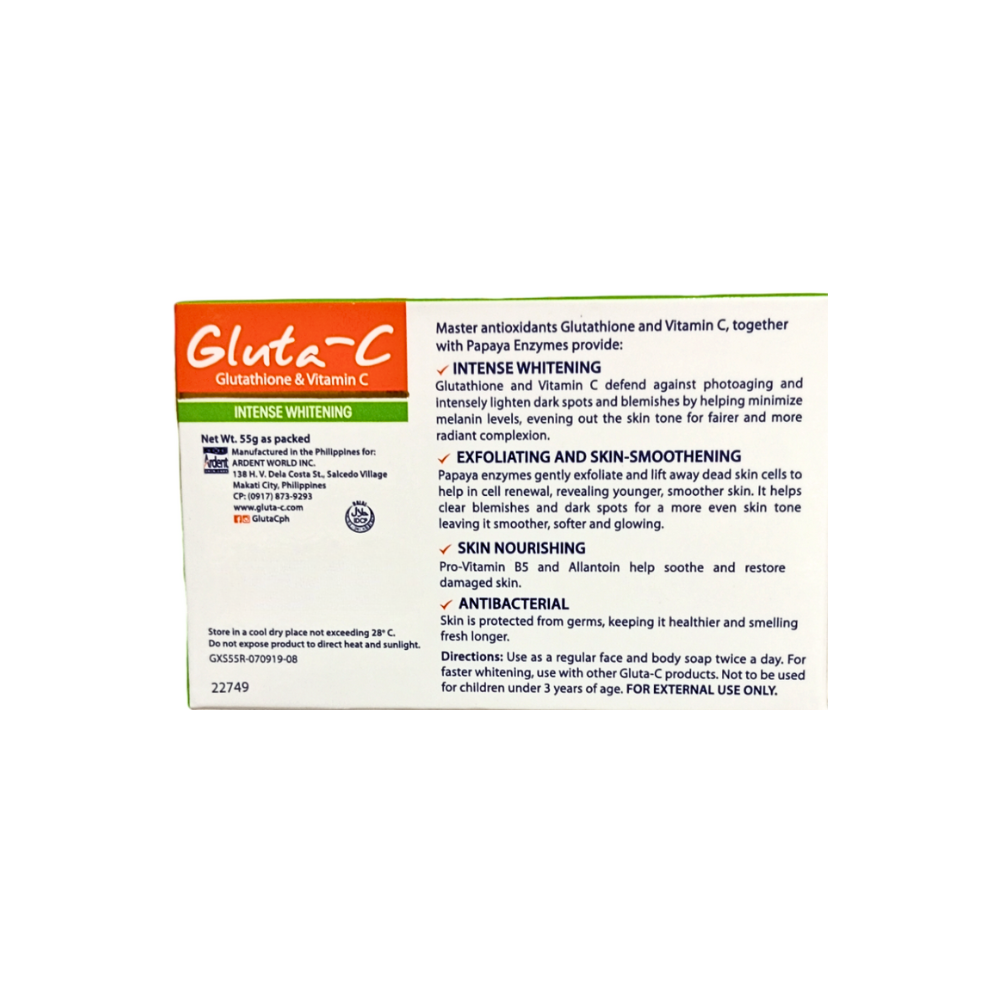 Gluta-C Intense Whitening Soap With Papaya Enzymes 55g Gluta-C Intense Whitening Soap With Papaya Enzymes 55g