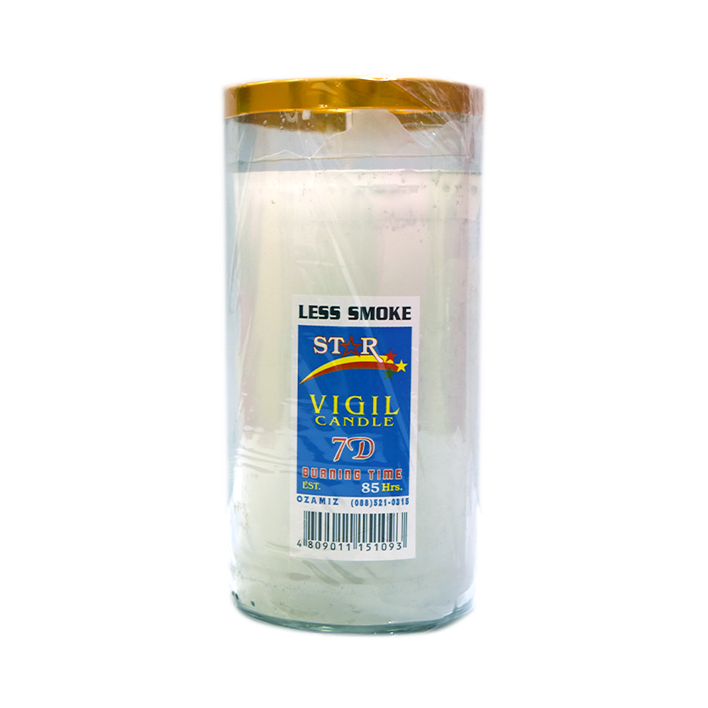 Star Vigil Candle 7 Days With Glass White