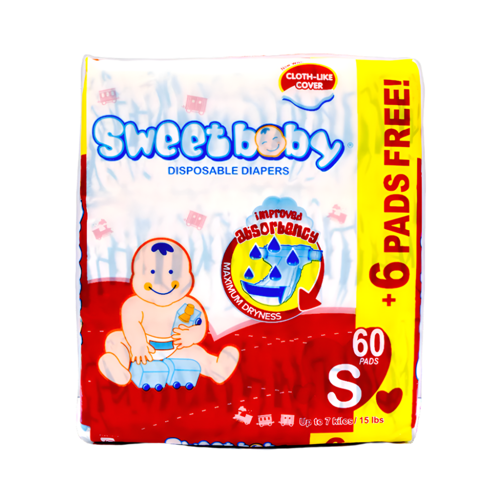 Sweet Baby Diapers Jumbo Pack Small 60 Pads Plus 6 Pads