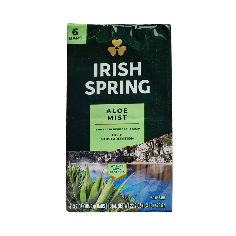 Irish Spring Aloe Mist Deodorant Bar Soap 104.8g (3.7oz) x 6's