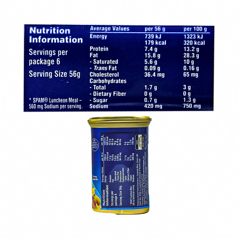 Spam Luncheon Meat 25% Less Sodium 340g (12oz)