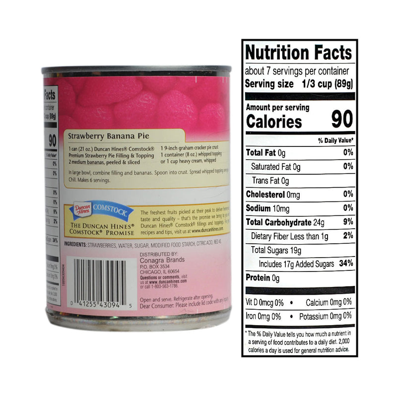 Duncan Hines Comstock Pie Filling And Topping Strawberry 595g (21oz)