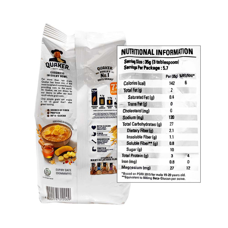 Quaker Banana And Honey Flavor Instant Oatmeal 200g
