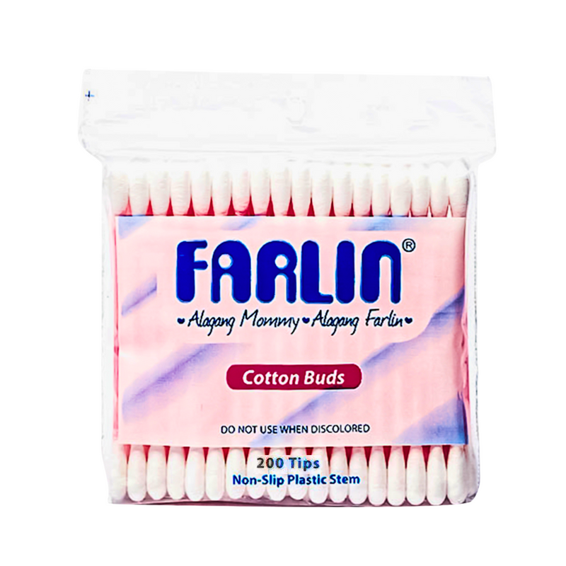 Farlin Cotton Buds Plastic Stem Pink 200's