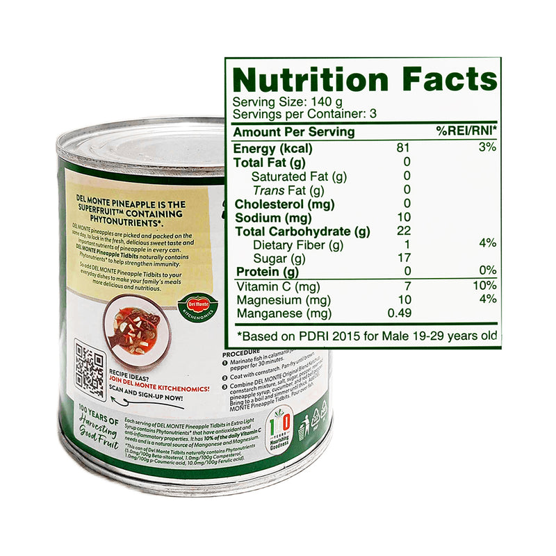 Del Monte Pineapple Tidbits 432g