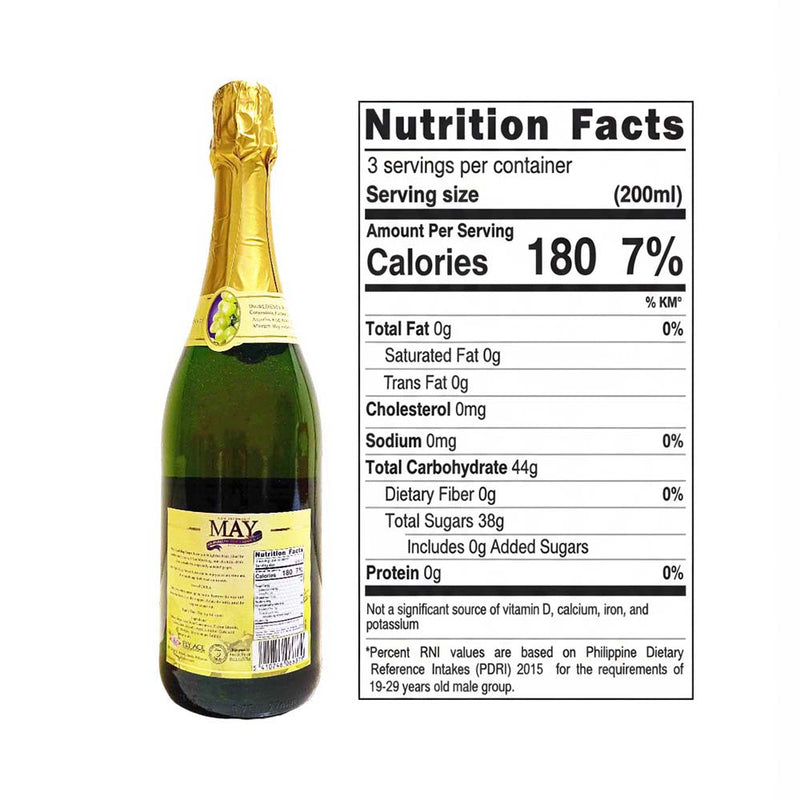 May 100% Sparkling Juice White Grape 750ml