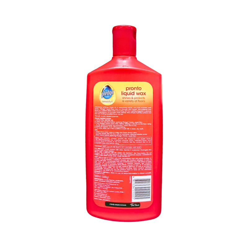 Pledge Pronto Liquid Wax Red 500ml