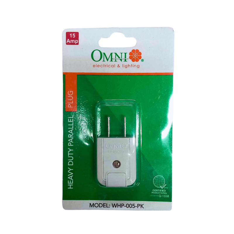 Omni Heavy Duty Parallel Plug Blister 15Amp WHP-005-PK