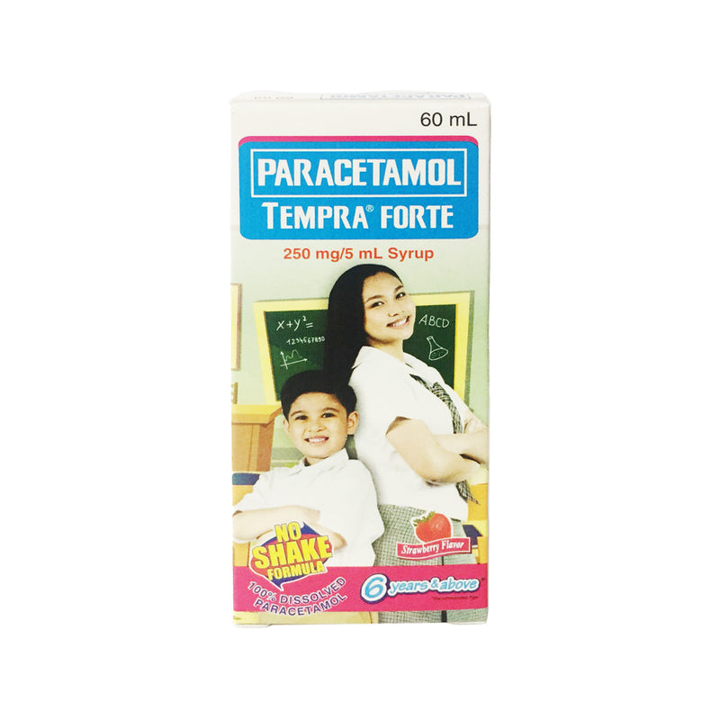 Tempra Forte Paracetamol 250mg/5ml Syrup Strawberry 60ml