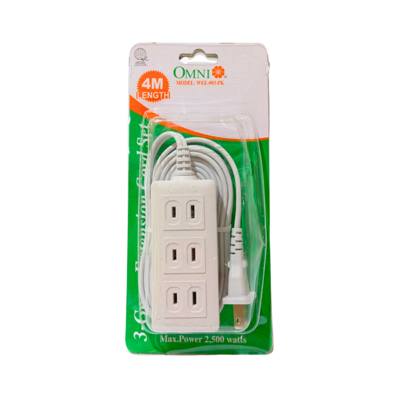 Omni WEE-003-PK Eco Extension Cord 3 Gang with 4 Meters