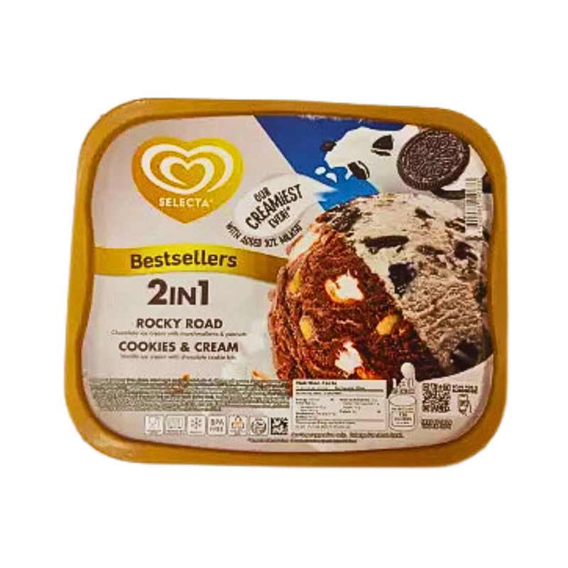 Selecta Label Selecta Ice Cream 2-In-1 Rocky Road + Cookies And Cream 1.3L