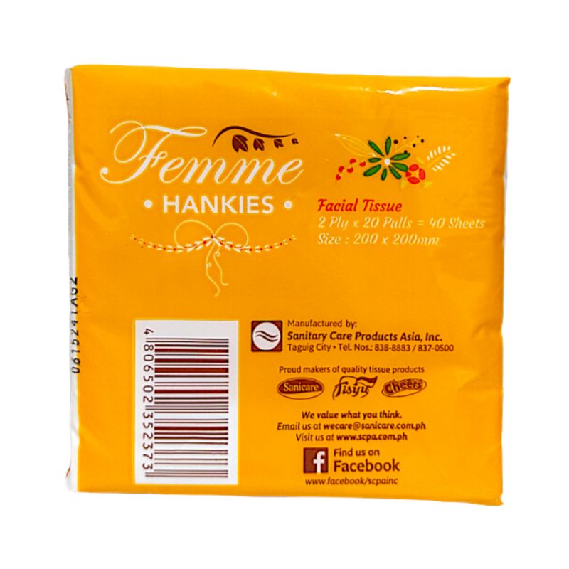 Femme Facial Tissue Hankies 2ply 20 Pulls