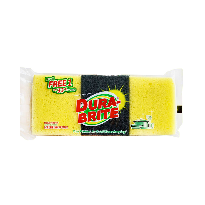 Dura-Brite Multi-Purpose Scrubbing Sponge 80mm x 100mm Value Pack 2's + 1