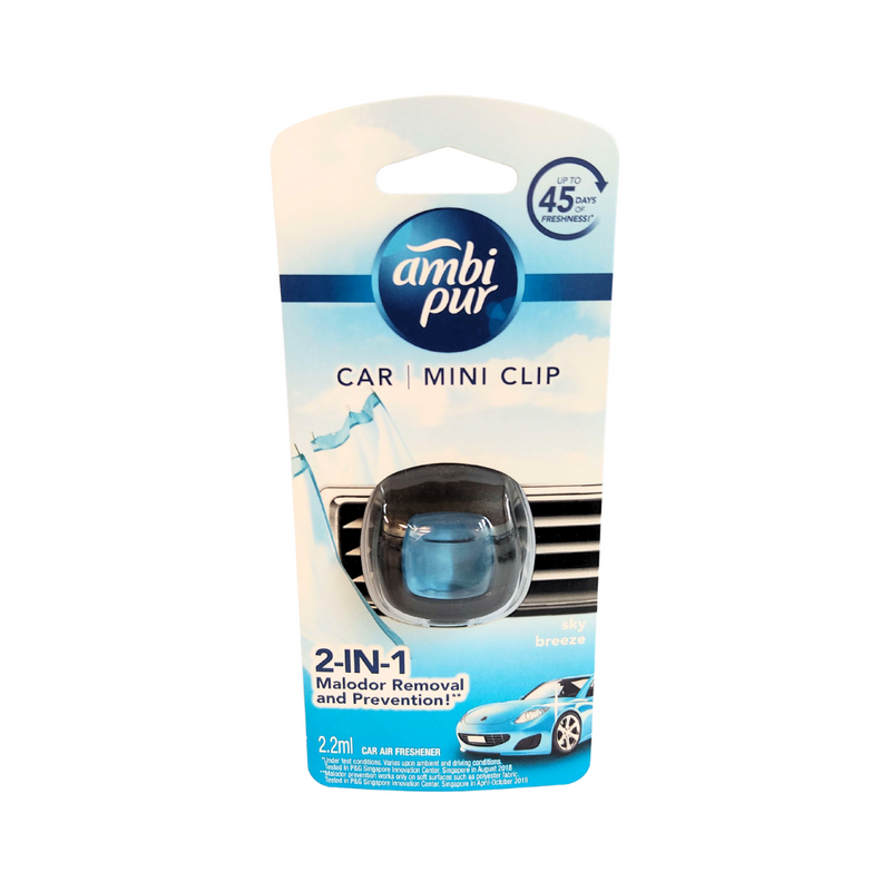 Ambi Pur Car Air Freshener Vent Clips Sky Breeze 2ml