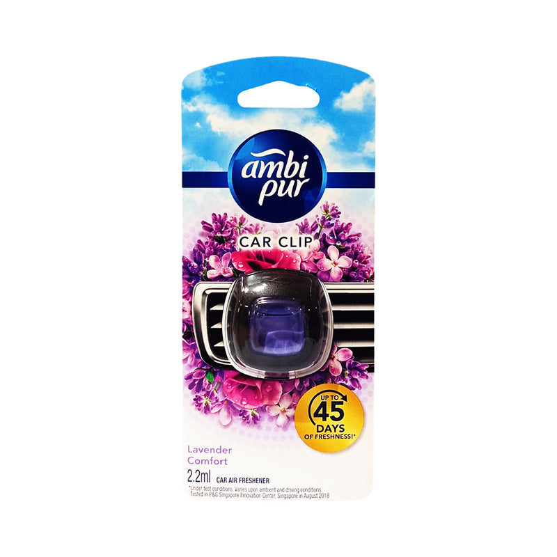 Ambi Pur Car Air Freshener Vent Clips Lavender Comfort 2ml