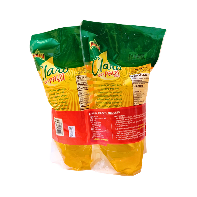 Jolly Claro Palm Oil 100% Pure Cholesterol Free Pouch 1L x 2's