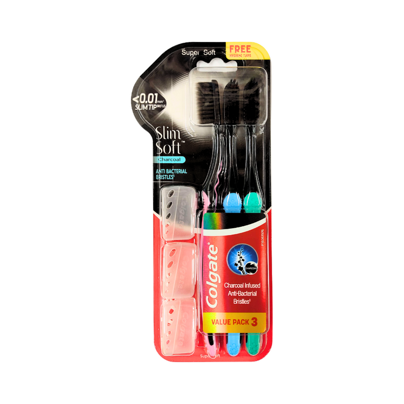 Colgate Slim Soft Toothbrush Charcoal 2 + 1