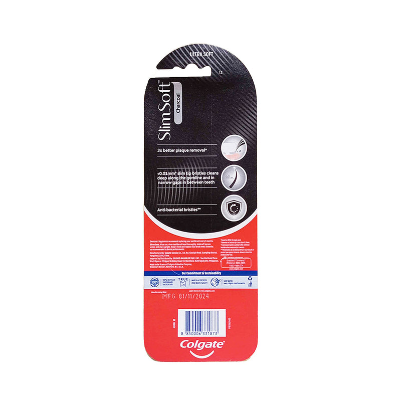 Colgate Slim Soft Toothbrush Charcoal 2 + 1