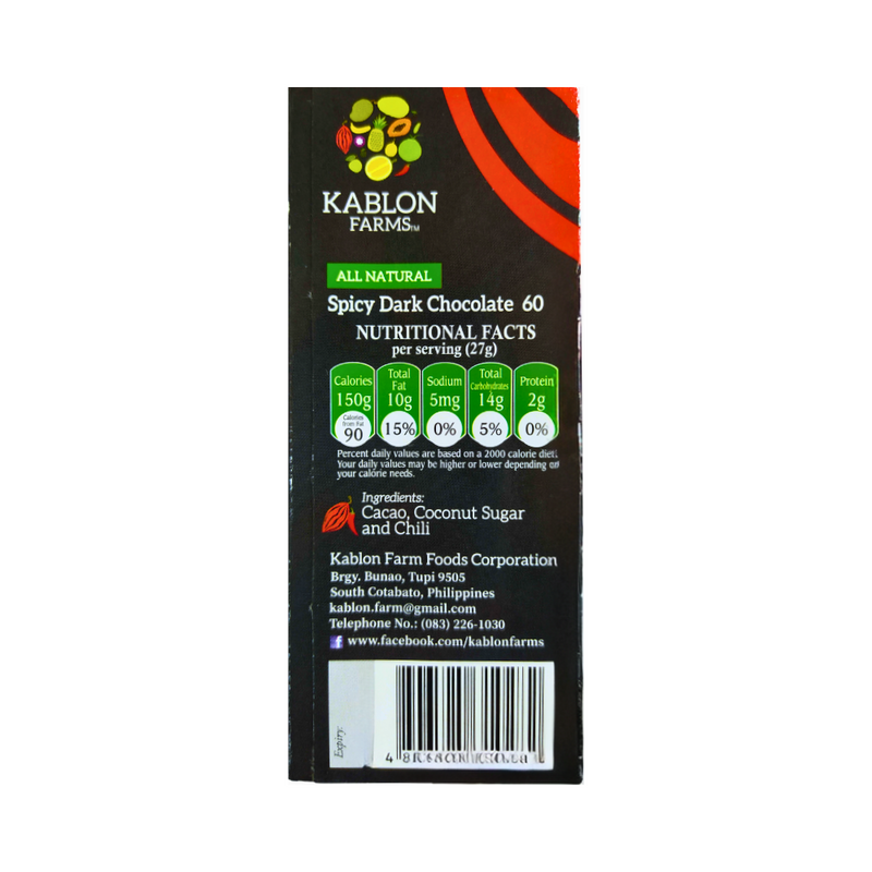 Kablon Chocolate Bar Dark Spicy 60% 27g