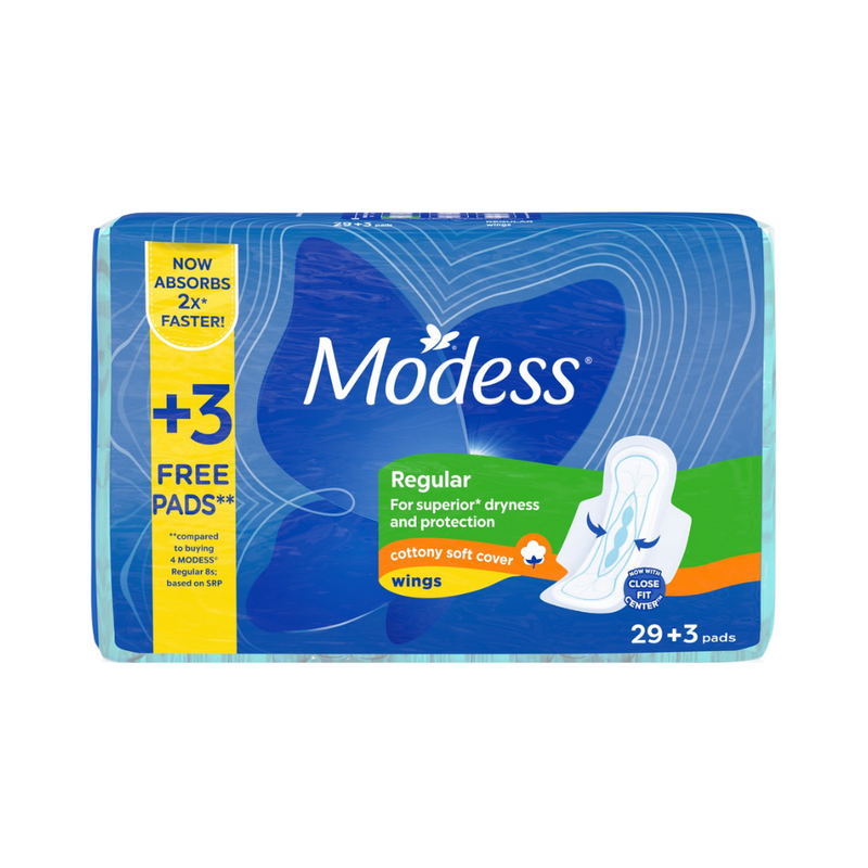 Modess Maxi Regular Cottony Soft Cover Sanitary Napkin With Wings Sulit Pack 32's
