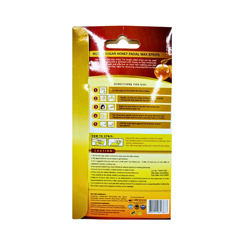 Megan Sugar Honey Facial Wax Strips