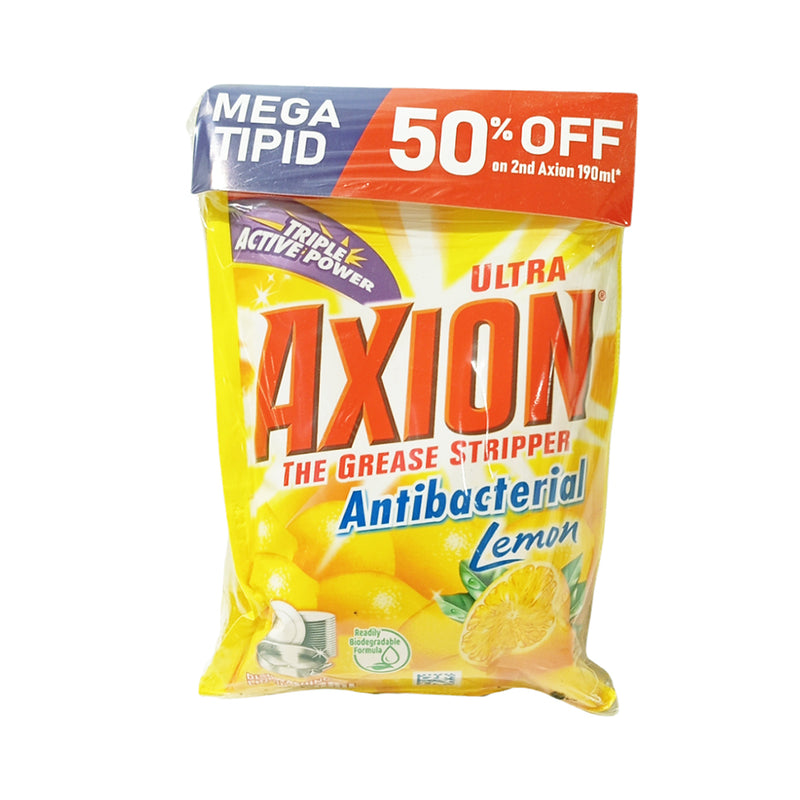 Axion Dishwashing Liquid Lemon 190ml x 2's