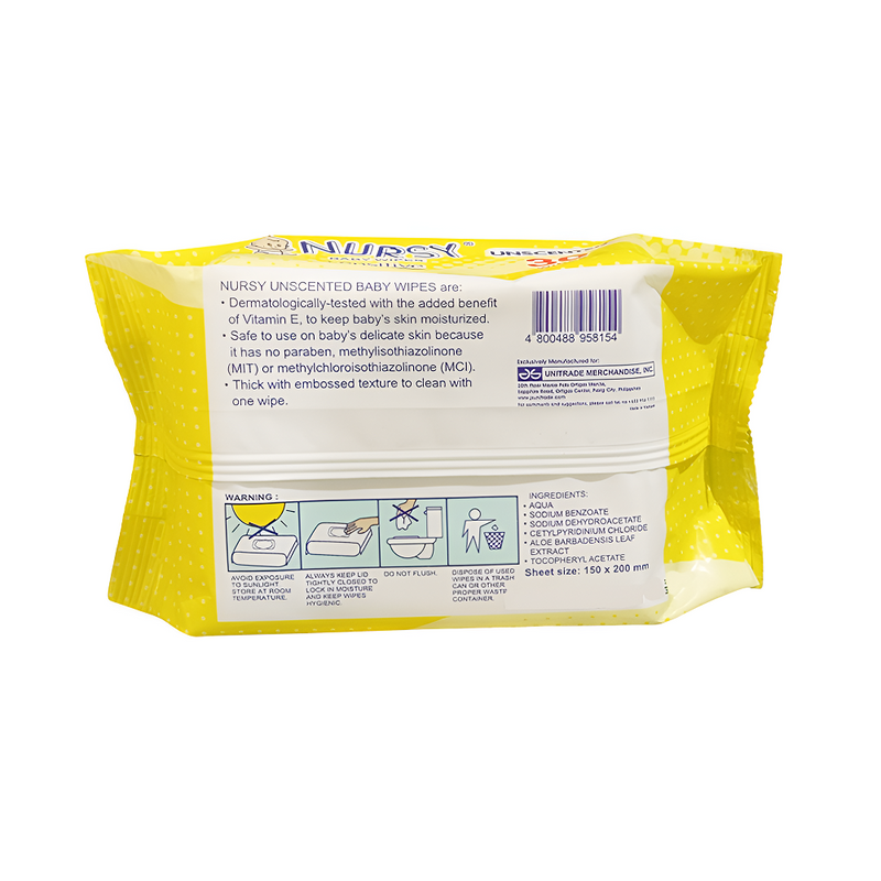 Nursy Baby Wipes Unscented 30's