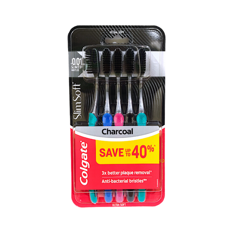 Colgate Slim Soft Toothbrush Charcoal 5's