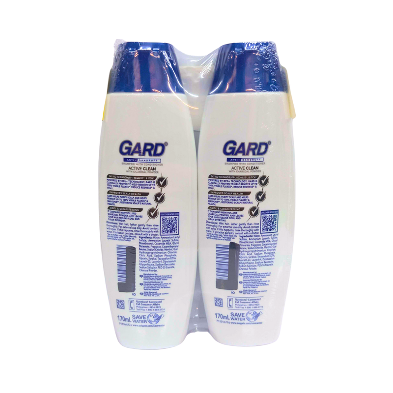 Gard Shampoo Charcoal Active Clean 170ml x 2's