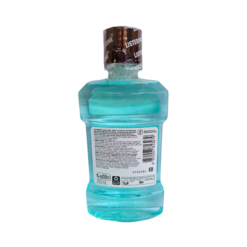 Listerine Zero Alcohol Mouthwash Cool Mint 250ml