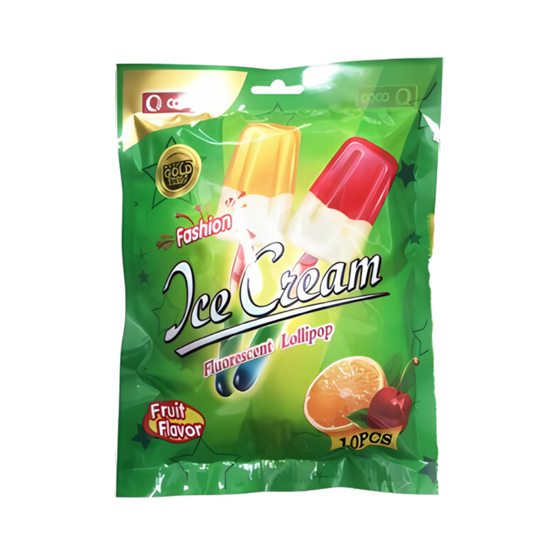Fashion Ice Cream Flourescent Lollipop Fruit Flavor 10's