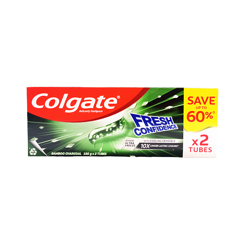 Colgate Fresh Confidence Toothpaste Bamboo Charcoal 192g Twin Pack