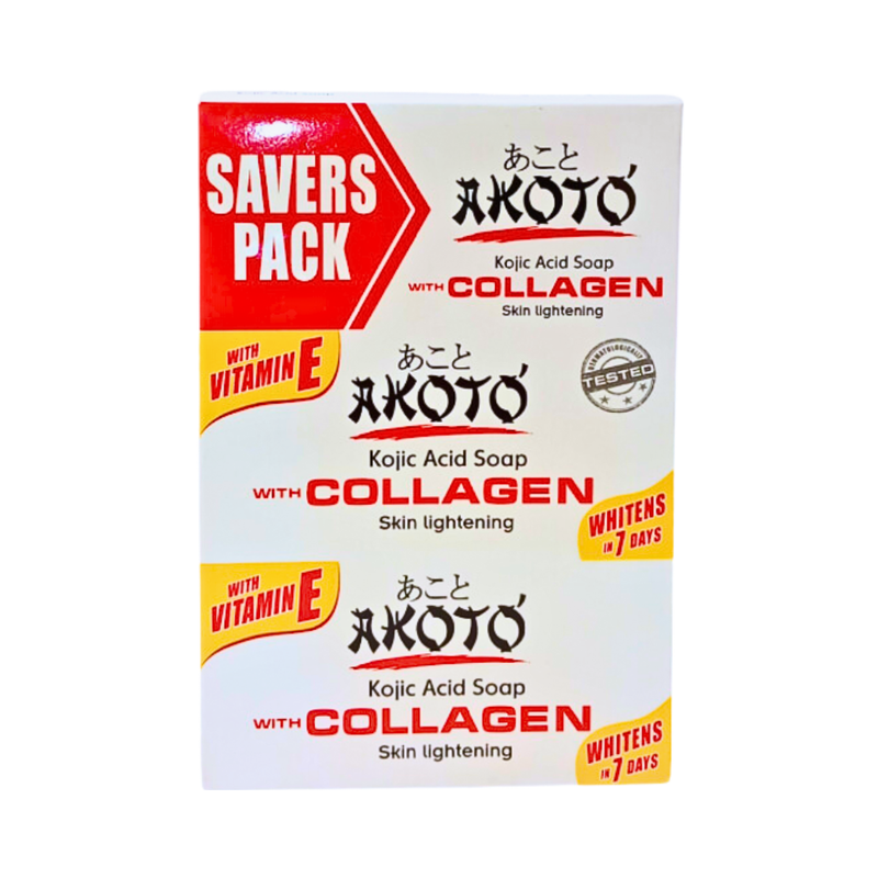 Akoto Skin Lightening Kojic Acid Soap with Collagen 100g x 3's