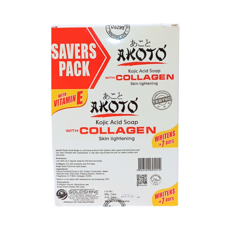 Akoto Skin Lightening Kojic Acid Soap with Collagen 100g x 3's