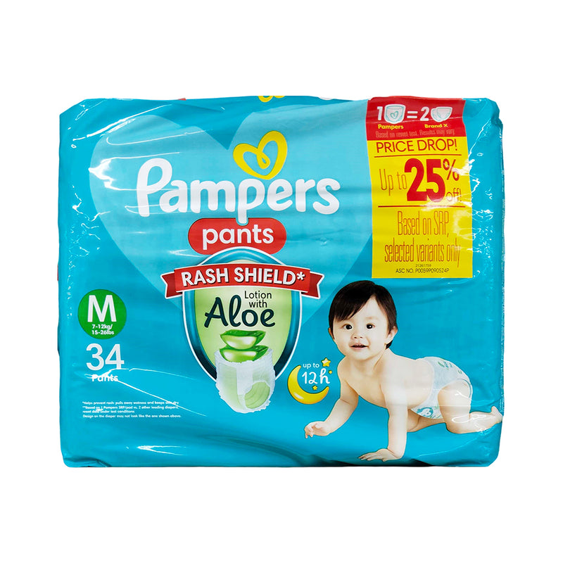 Pampers Diaper Baby Dry Pants Magic Gel Channels Medium 34's