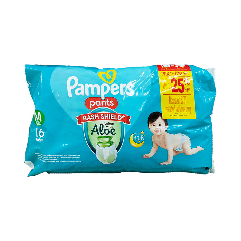 Pampers Diaper Baby Dry Pants Magic Gel Channels Medium 16's