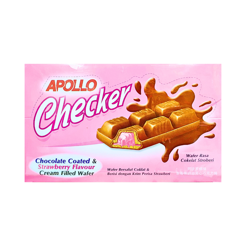 Apollo Checker Chocolate Coated And Strawberry Cream Filled Wafer 18g x 24's