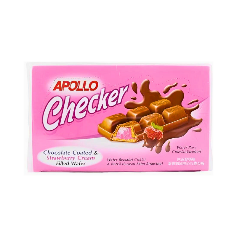 Apollo Checker Chocolate Coated And Strawberry Cream Filled Wafer 18g x 24's