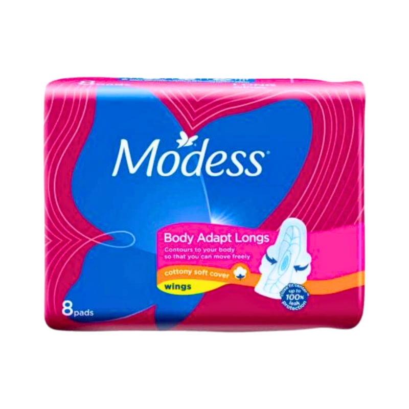 Modess Ultra Thin Sanitary Napkin With Wings Body Adapt Longs 8's