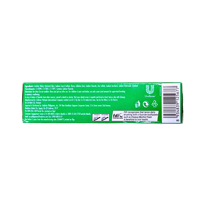 Close Up Anti-Bacterial Toothpaste Menthol Fresh Value Twin Pack 120g x 2's