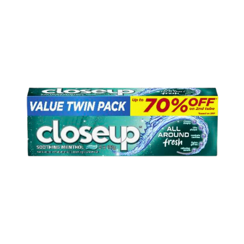 Close Up Toothpaste Soothing Menthol All Around Fresh 191g Value Twin Pack