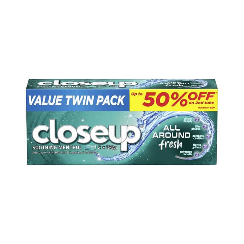 Close Up Toothpaste Soothing Menthol 125g x 2's Value Twin Pack