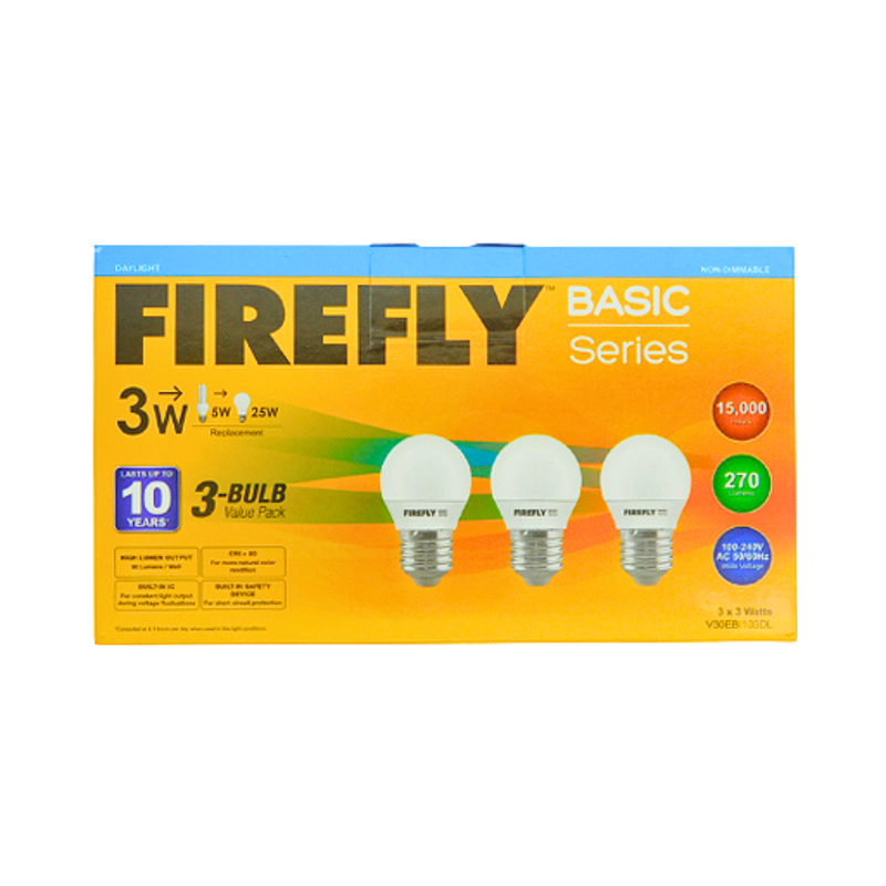 Firefly Value Pack 3-LED Bulb 3 Watts Daylight