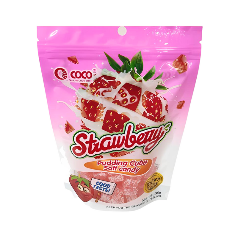 Coco Strawberry Pudding Cube Soft Candy 200g