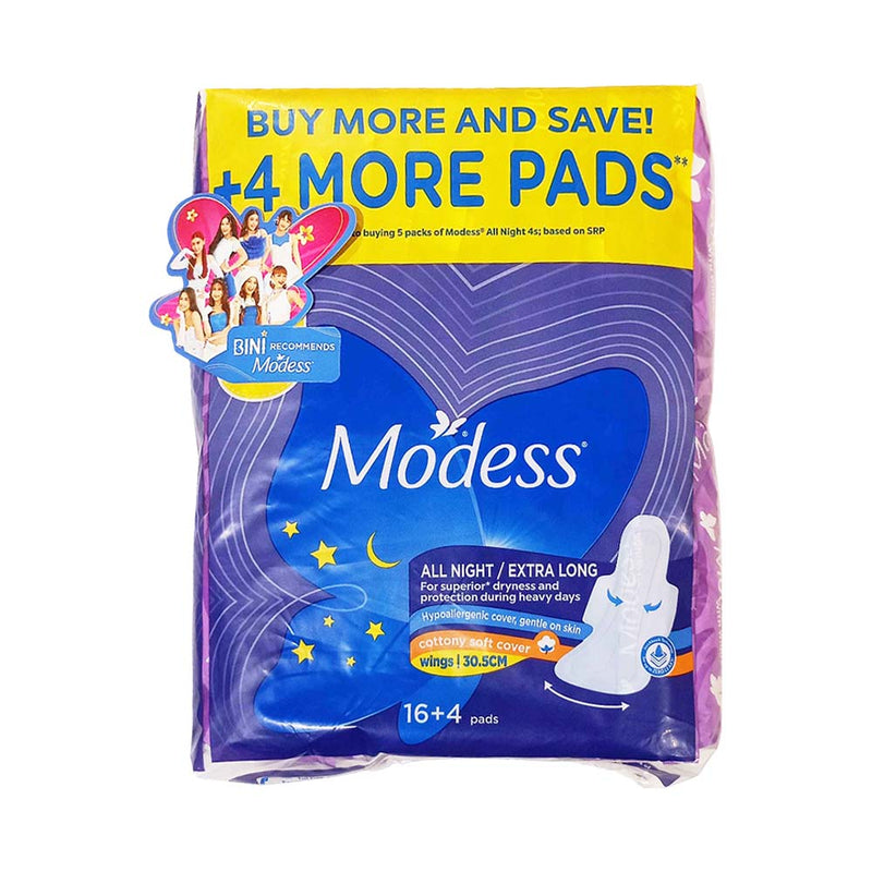 Modess All Night Sanitary Napkin With Wings Extra Long 20's