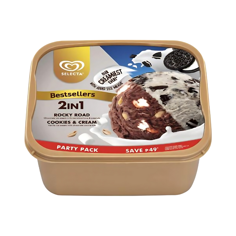 Selecta Supreme Ice Cream Rocky Road And Cookies And Cream 2L