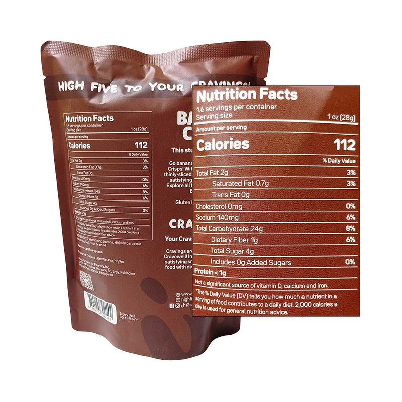 Cravewell Banana Crisps Hickory BBQ 45g